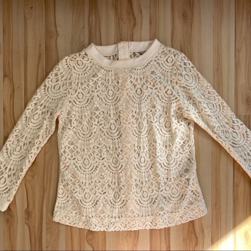 Long sleeve lace top with buttons down back